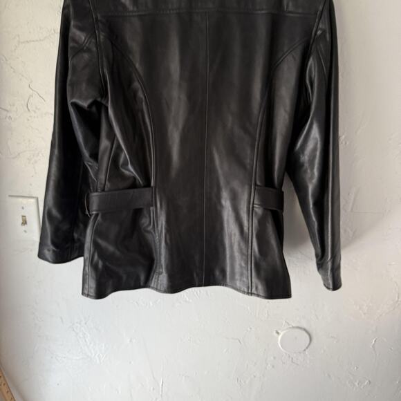 Selection Leathers Jacket Womens Large Genuine Leather Zip Pockets Buckle Moto - Picture 11 of 11